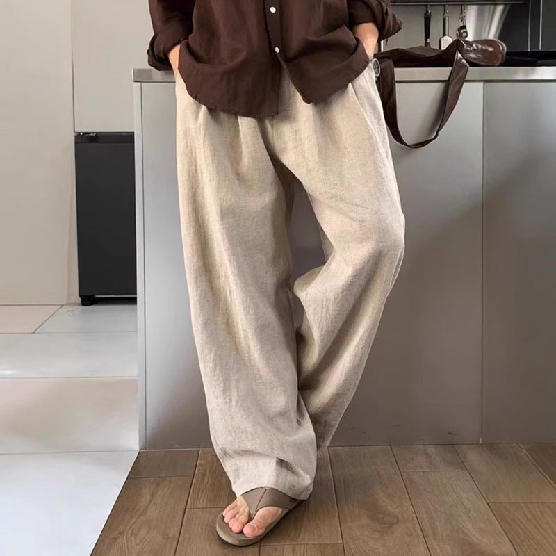ENZO | PANTALONI DI LINO A GAMBA LARGA