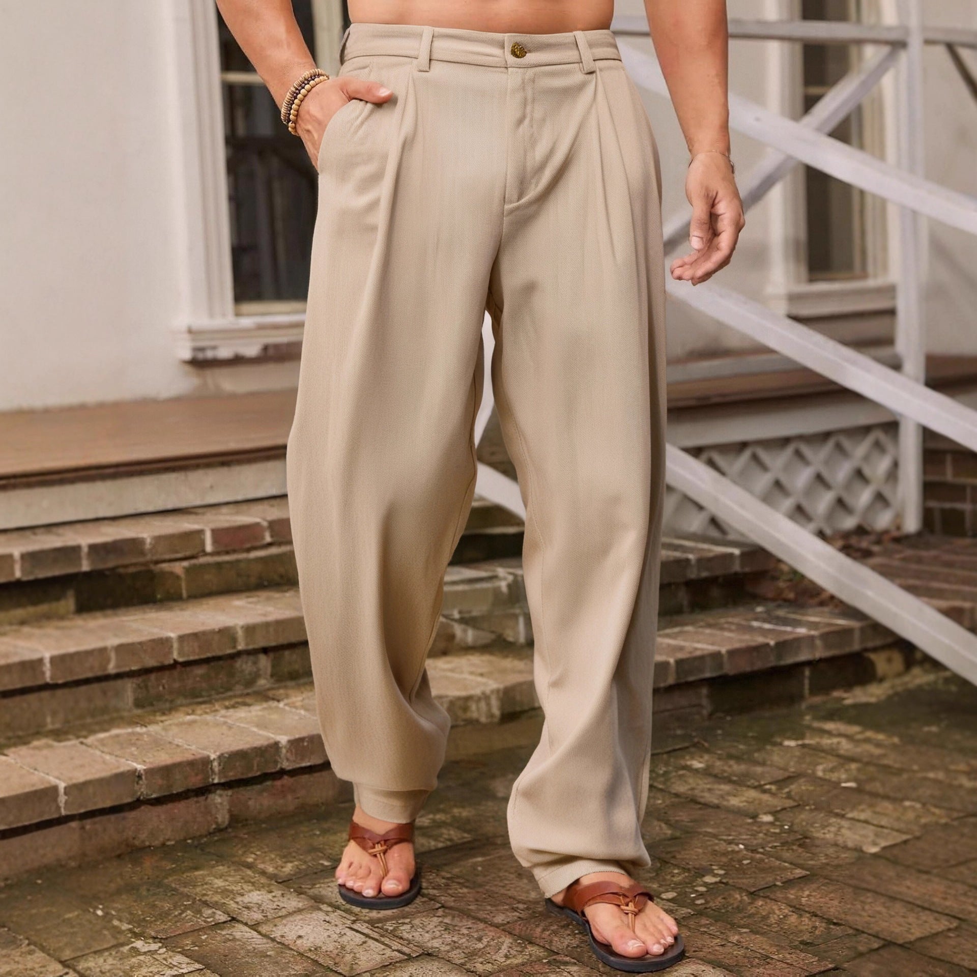 NICCOLÒ | PANTALONI DI LINO A GAMBA LARGA