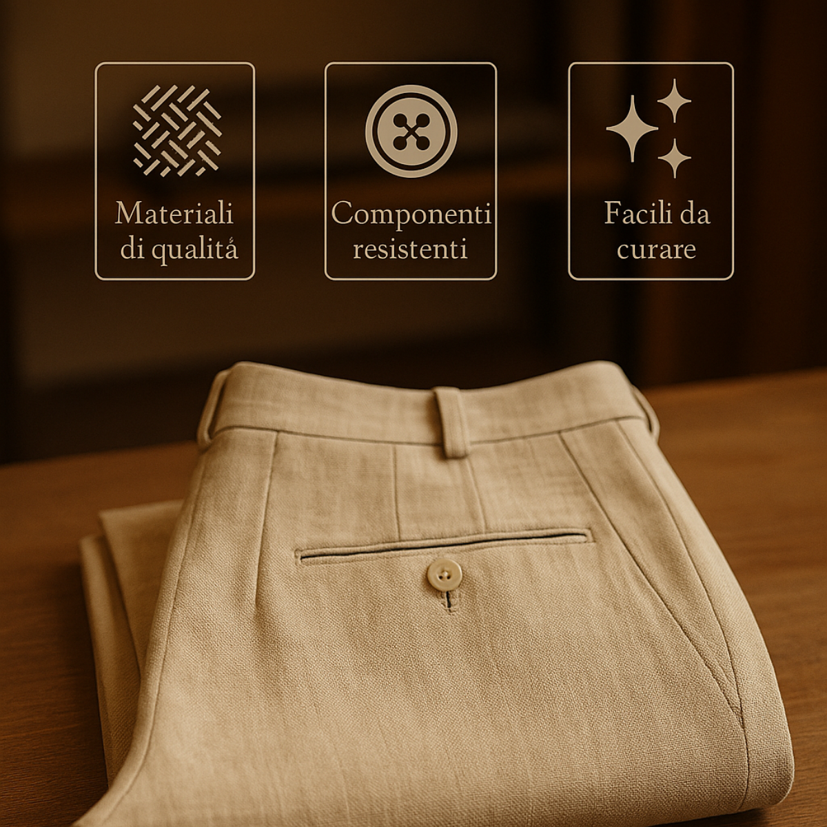 PANTALONI DI LINO A GAMBA LARGA