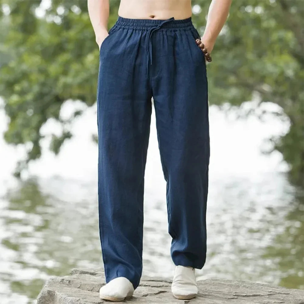 PANTALONI ESTIVI IN MISTO LINO E COTONE