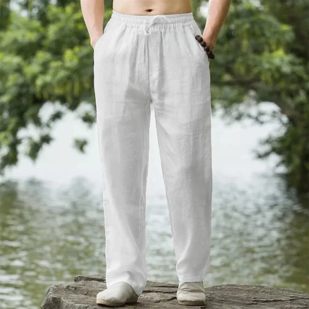 PANTALONI ESTIVI IN MISTO LINO E COTONE