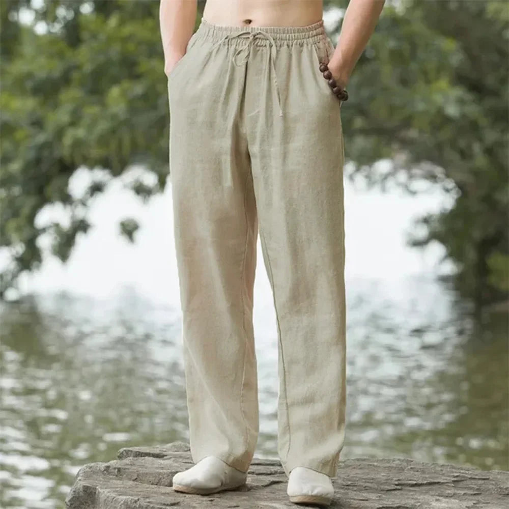 PANTALONI ESTIVI IN MISTO LINO E COTONE
