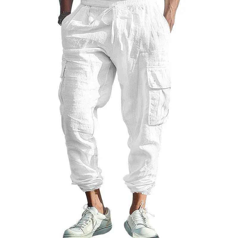 ROSSI ROMA | PANTALONI CARGO IN LINO