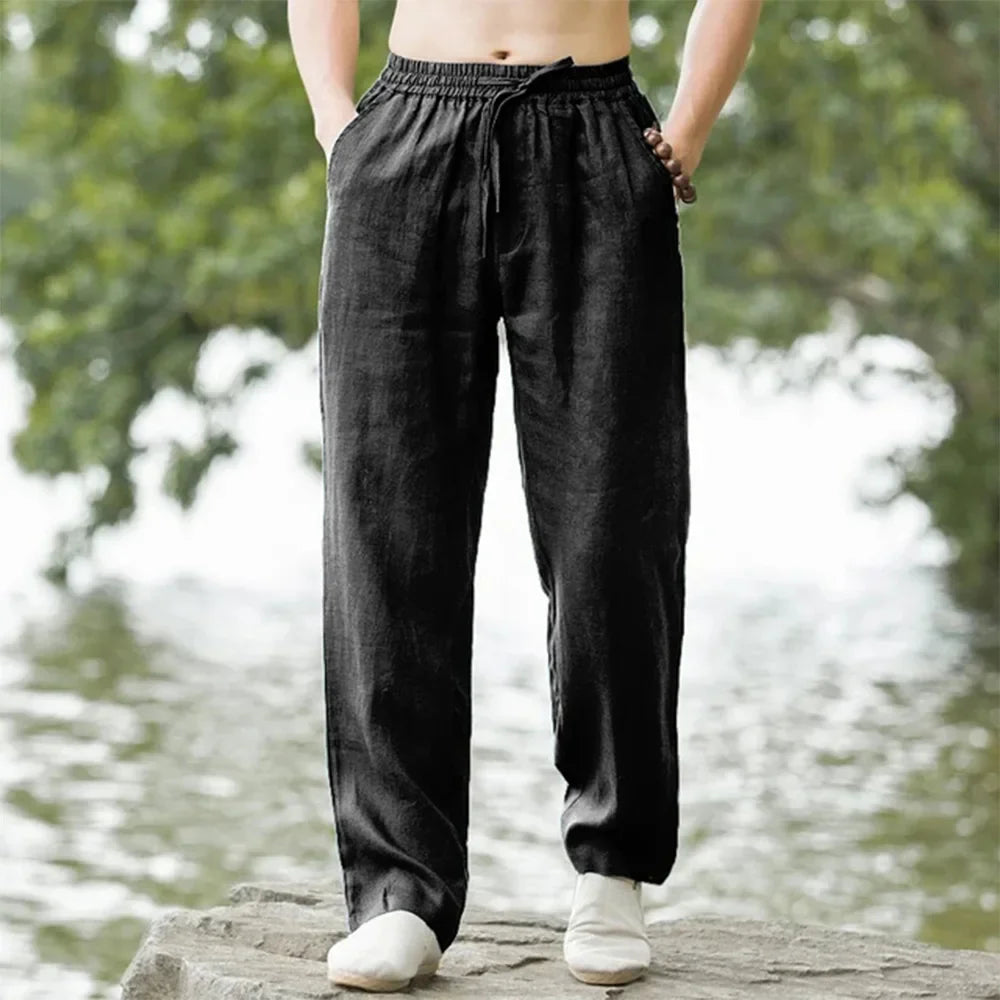 PANTALONI ESTIVI IN MISTO LINO E COTONE