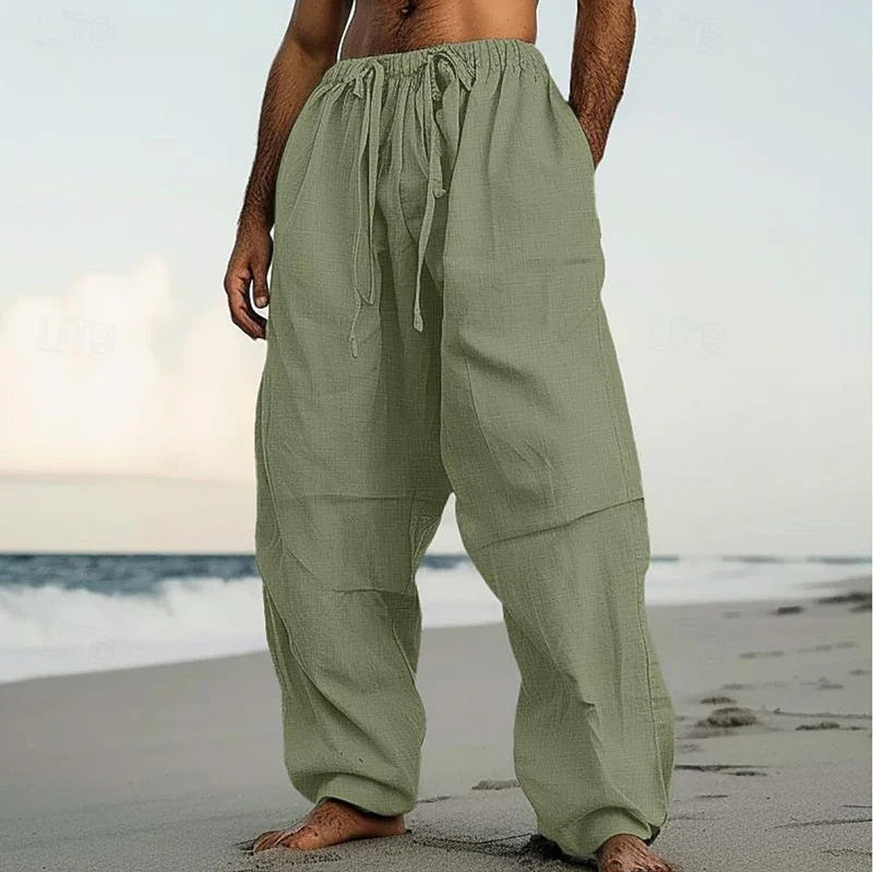 PANTALONI EXTRA DA PRATO IN LINO E COTONE