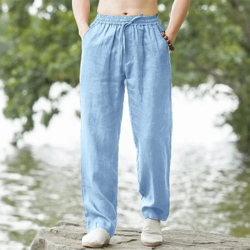 PANTALONI ESTIVI IN MISTO LINO E COTONE