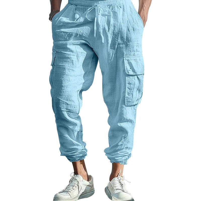 ROSSI ROMA | PANTALONI CARGO IN LINO