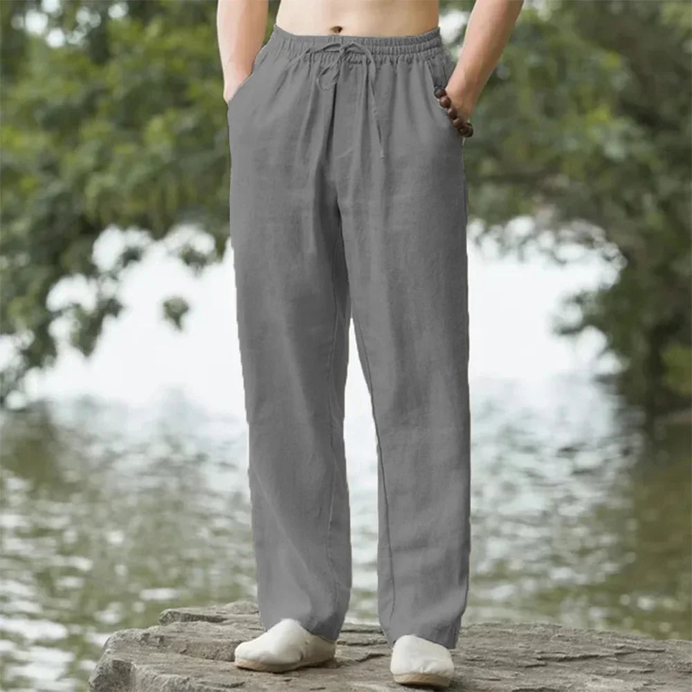 PANTALONI ESTIVI IN MISTO LINO E COTONE