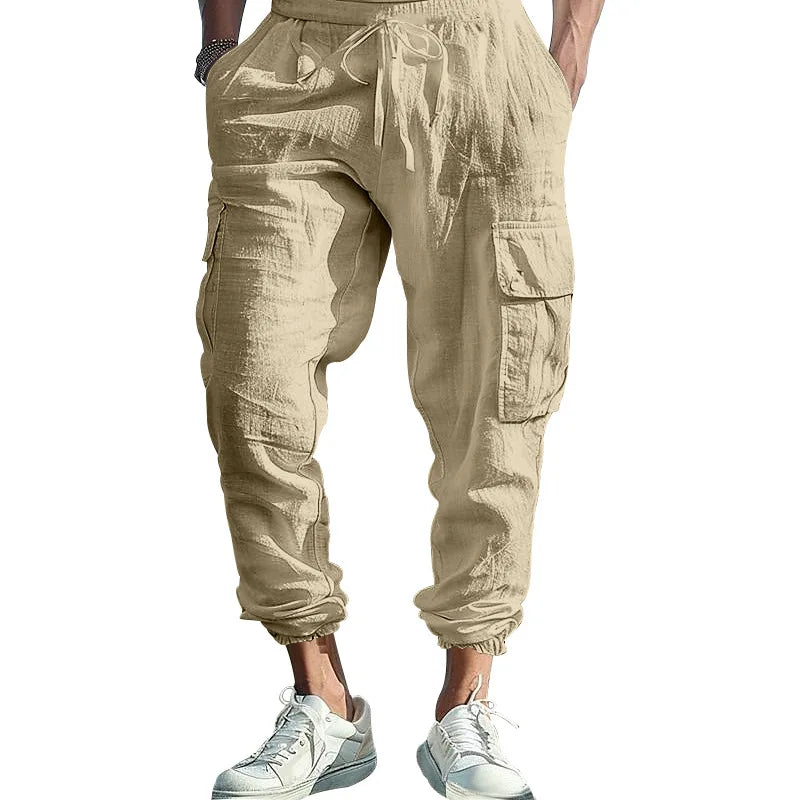 ROSSI ROMA | PANTALONI CARGO IN LINO