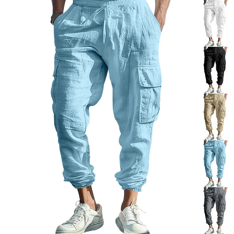 ROSSI ROMA | PANTALONI CARGO IN LINO