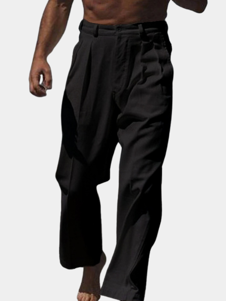 GIULIO | PANTALONI DI LINO A GAMBA LARGA
