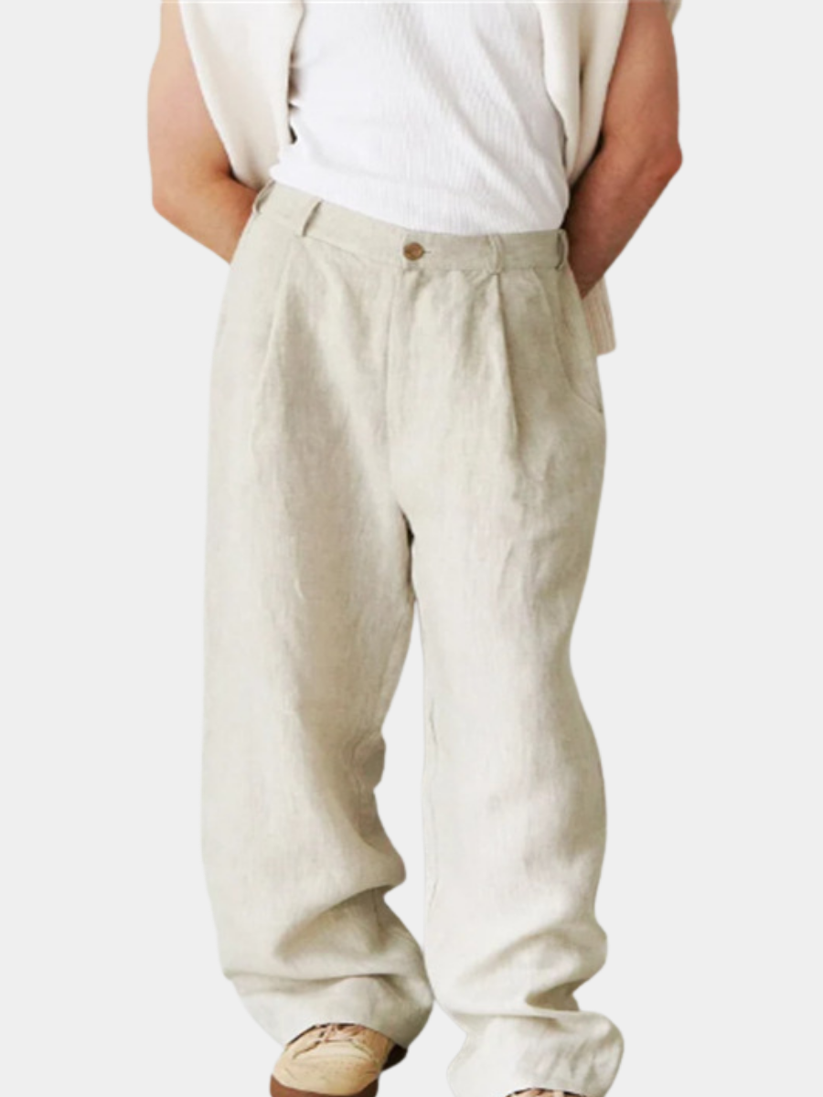 LORENZO | PANTALONI DI LINO A GAMBA LARGA