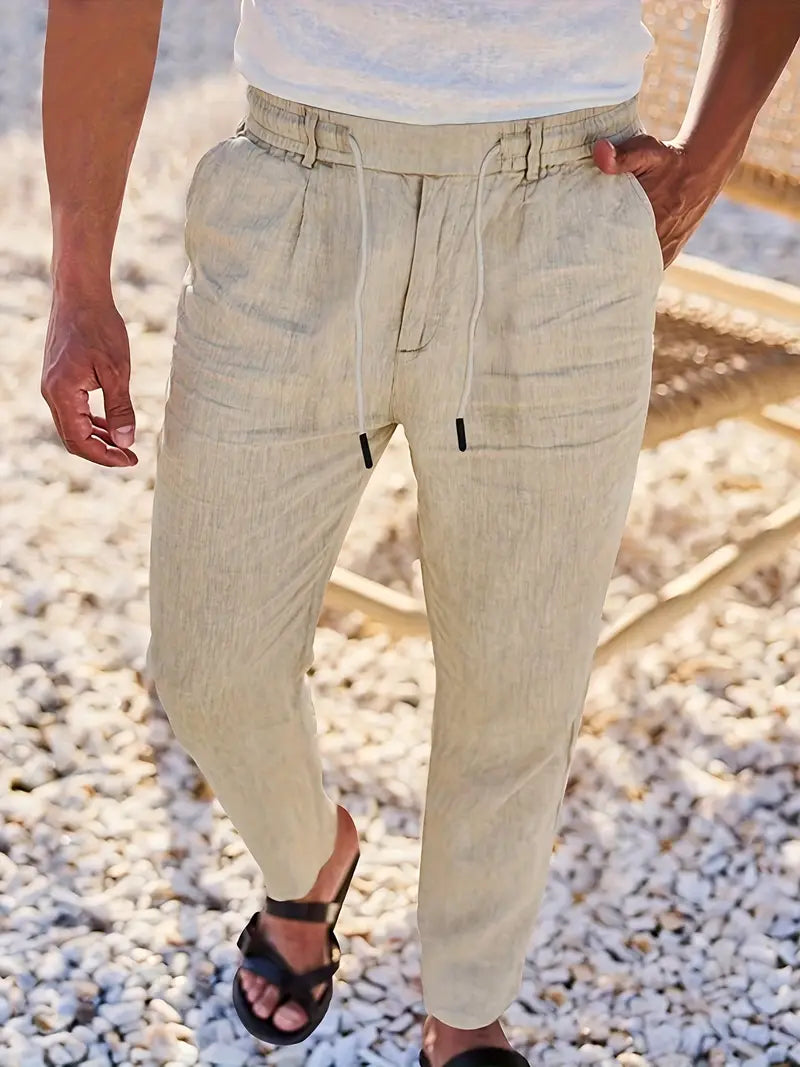 NICHOLS | PANTALONI LARGHI IN LINO CON COULISSE