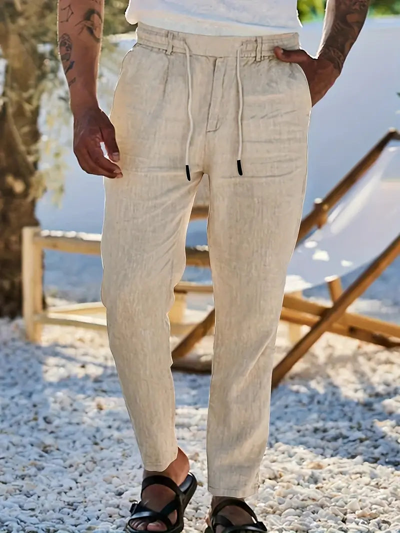 NICHOLS | PANTALONI LARGHI IN LINO CON COULISSE