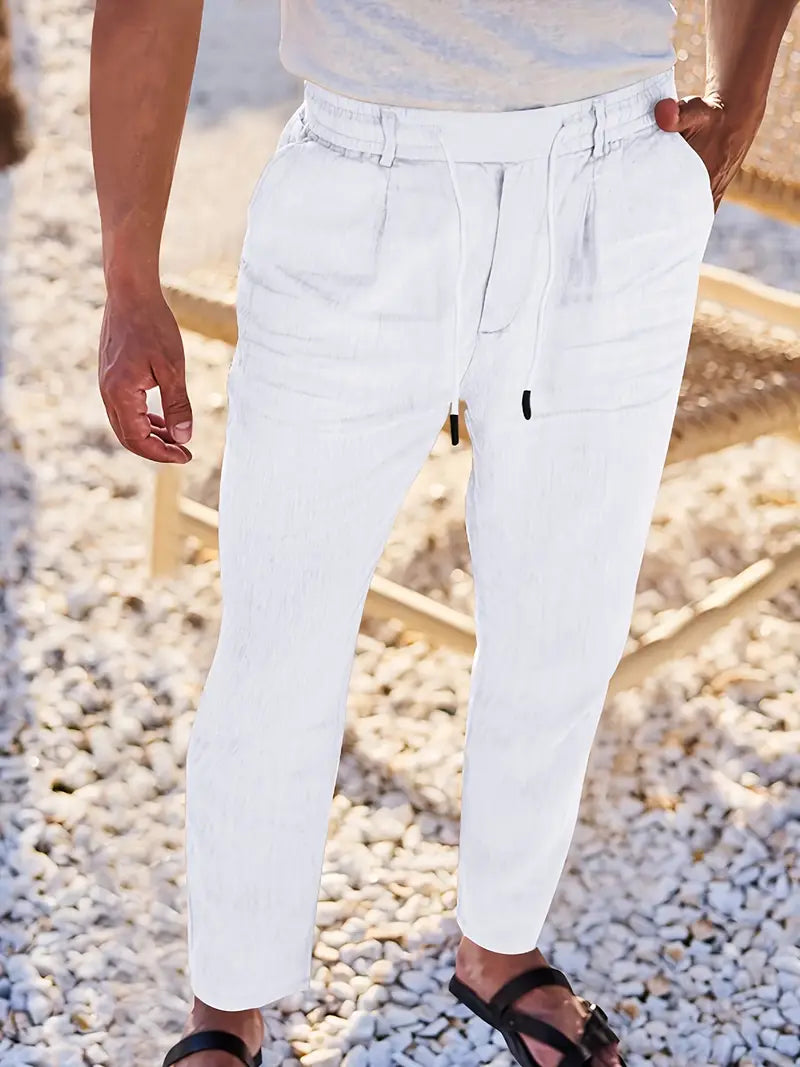 NICHOLS | PANTALONI LARGHI IN LINO CON COULISSE