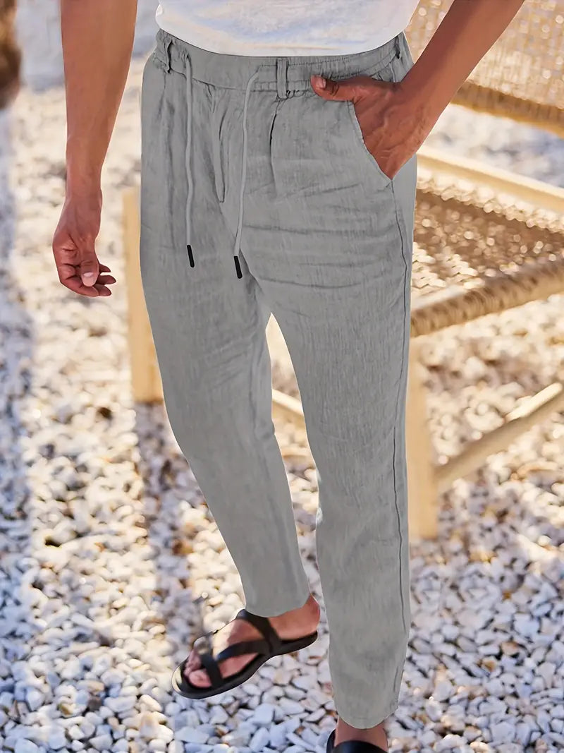 NICHOLS | PANTALONI LARGHI IN LINO CON COULISSE