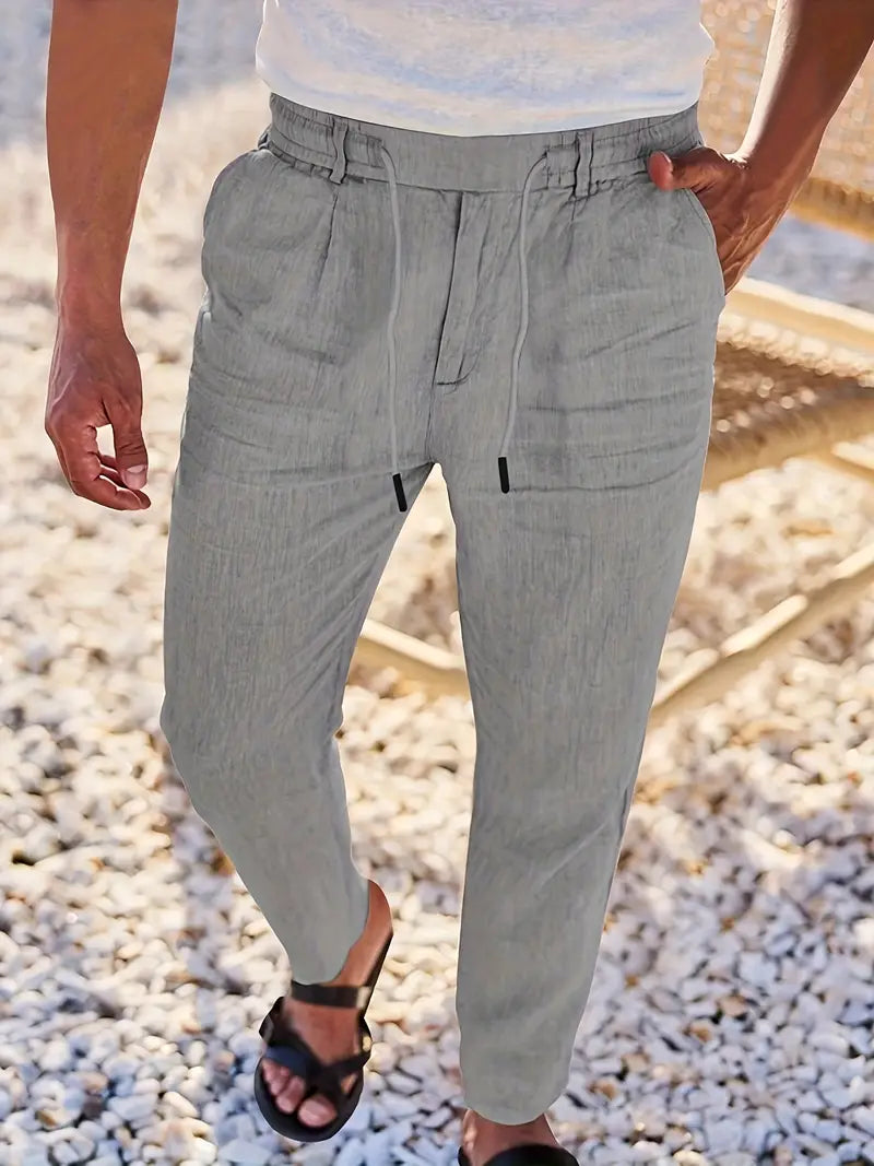 NICHOLS | PANTALONI LARGHI IN LINO CON COULISSE