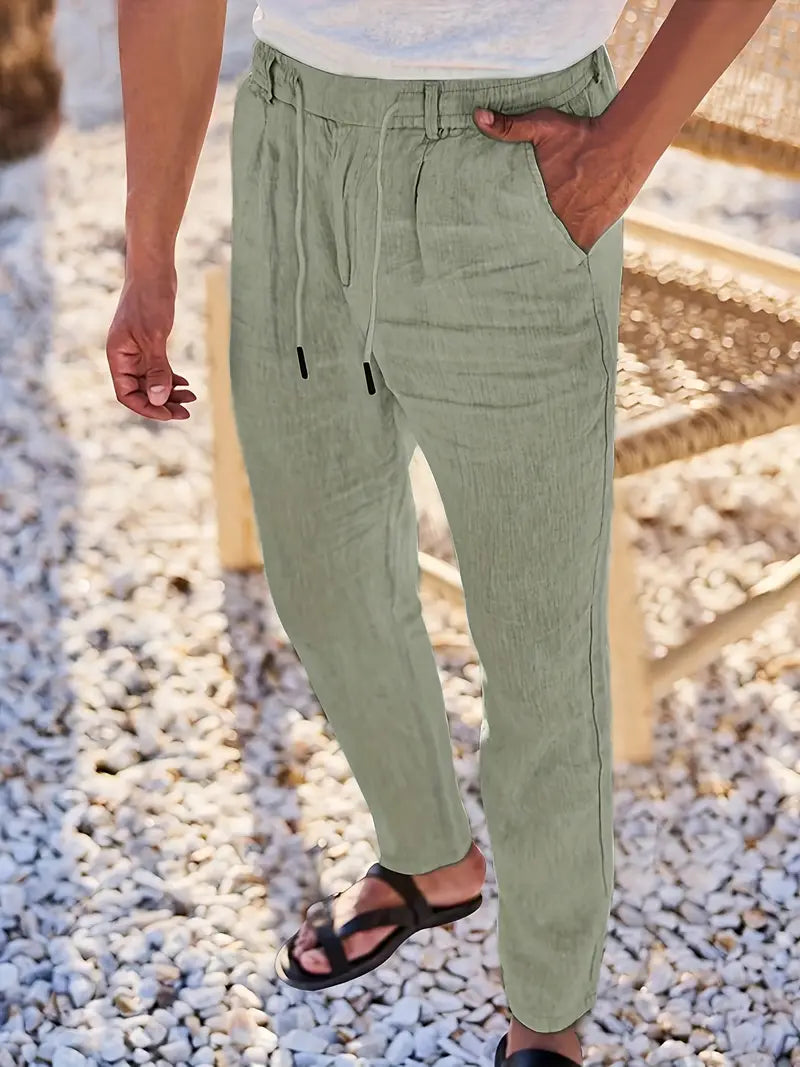 NICHOLS | PANTALONI LARGHI IN LINO CON COULISSE