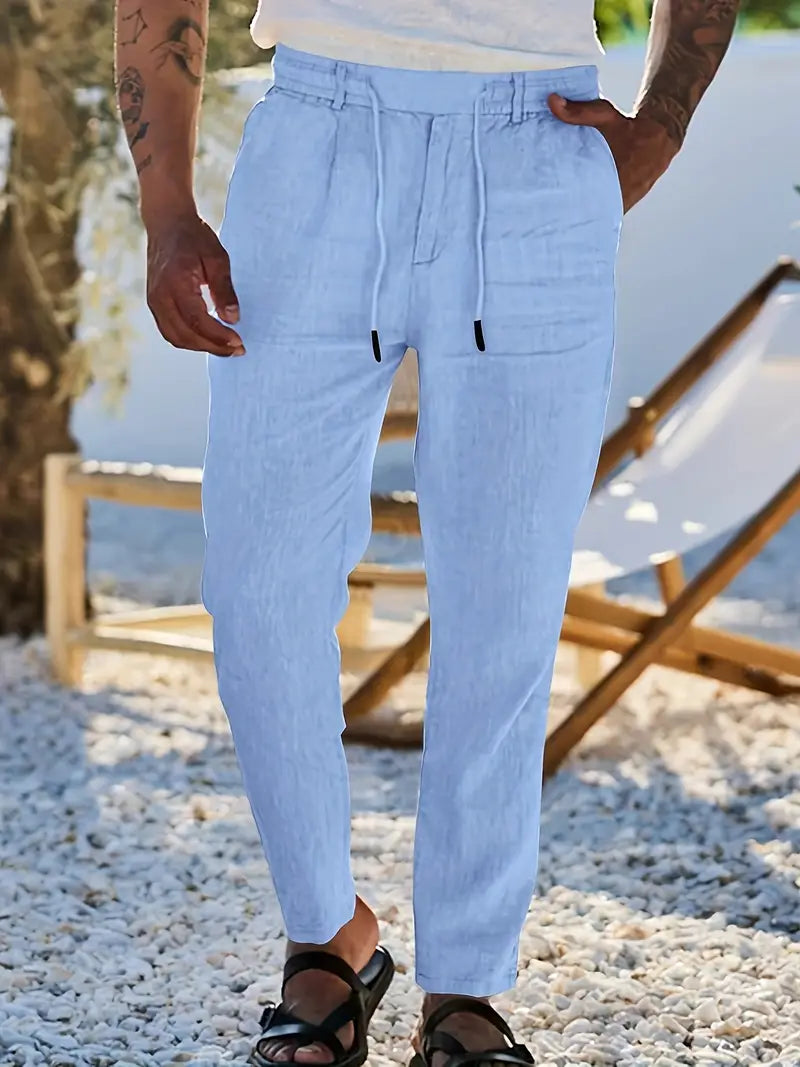 NICHOLS | PANTALONI LARGHI IN LINO CON COULISSE