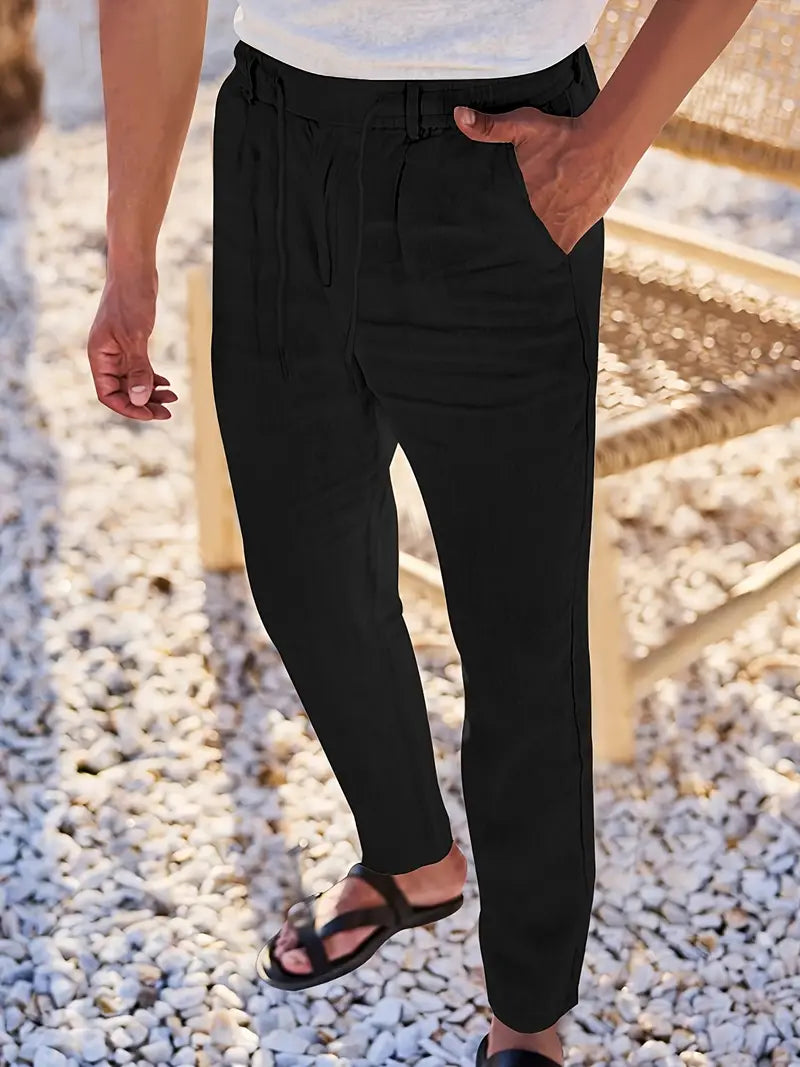 NICHOLS | PANTALONI LARGHI IN LINO CON COULISSE