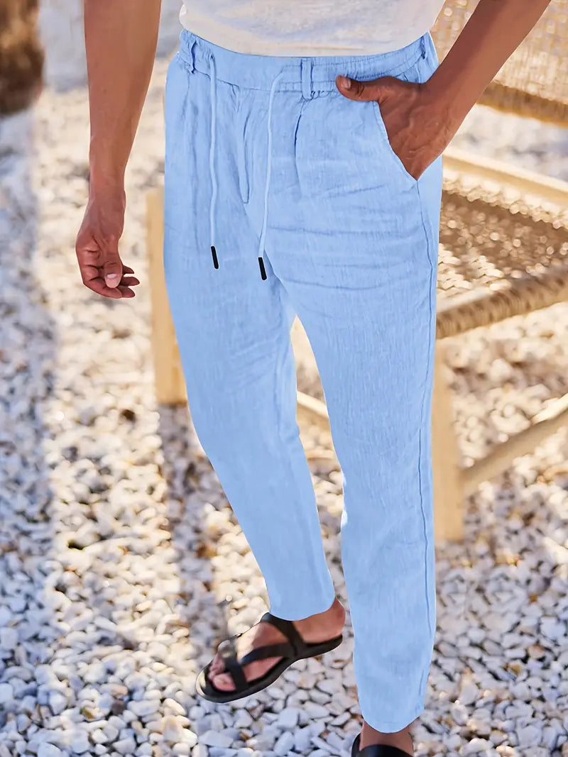 NICHOLS | PANTALONI LARGHI IN LINO CON COULISSE
