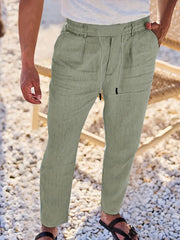PANTALONI LARGHI IN LINO CON COULISSE