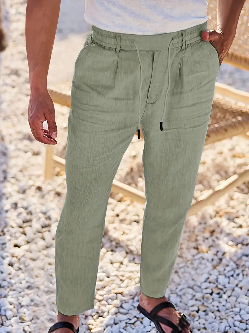 NICHOLS | PANTALONI LARGHI IN LINO CON COULISSE