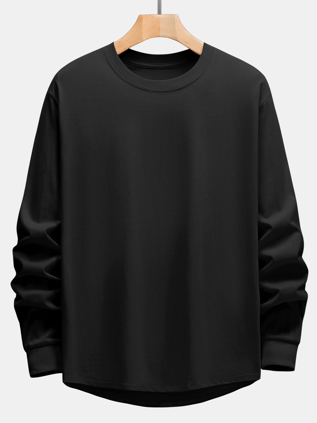 T-SHIRT A MANICHE LUNGHE PESANTE CON ORLO CURVO
