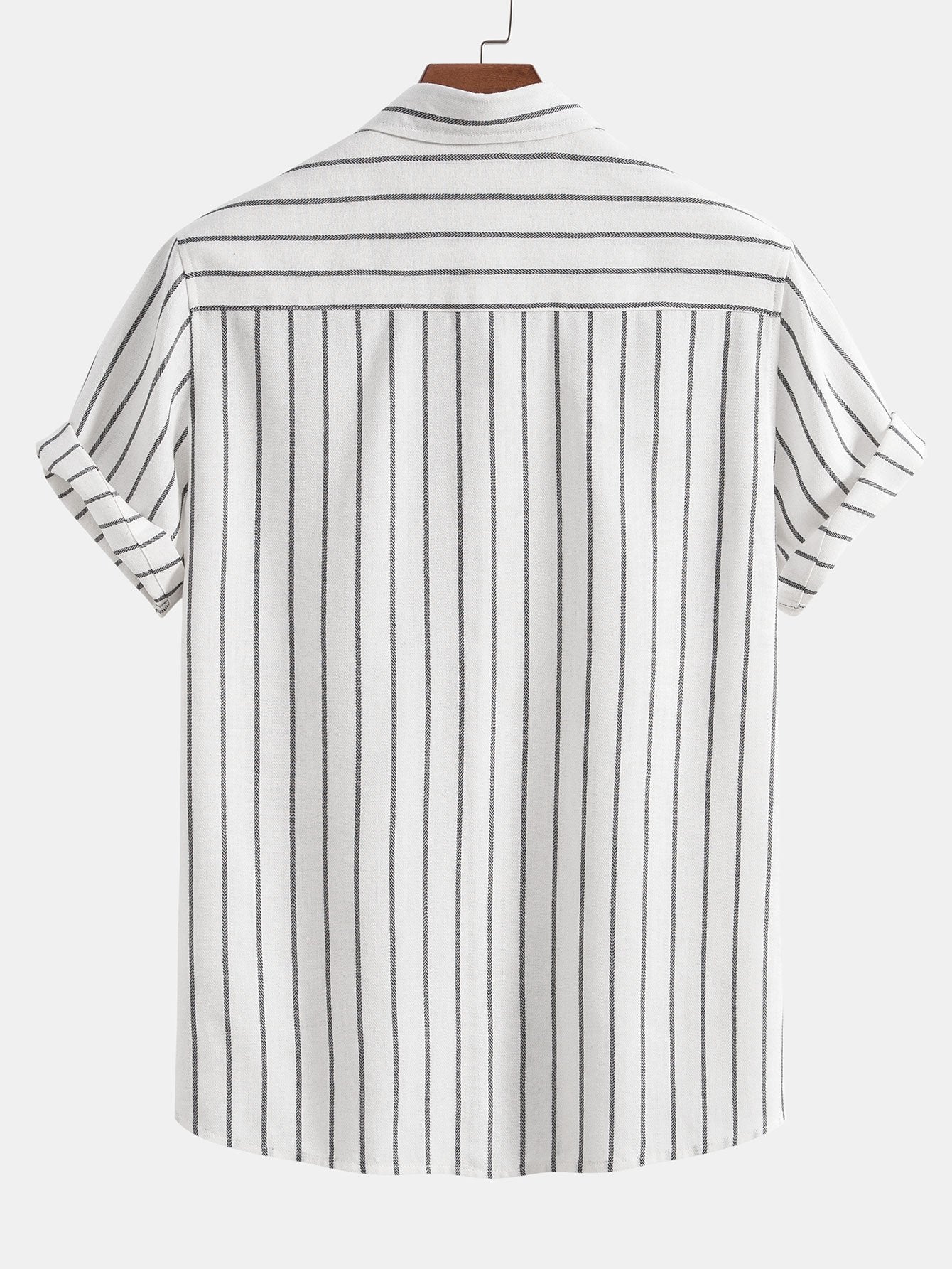 CAMICIA A RIGHE IN COTONE CON BOTTONI & PANTALONI DRITTI IN LINO