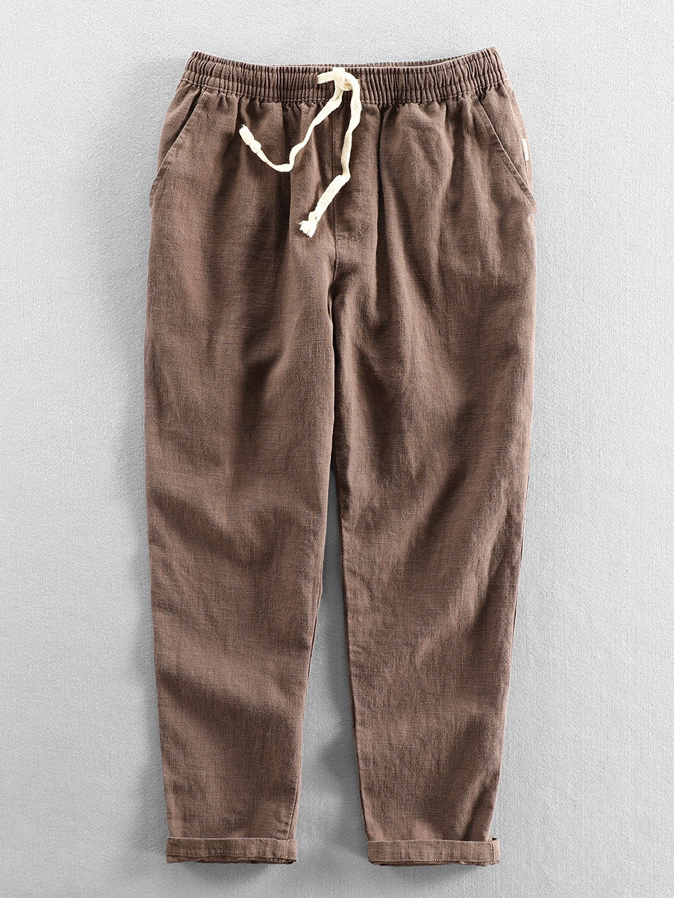 PANTALONI CORTI ALLA CAVIGLIA IN MISTO LINO E COTONE