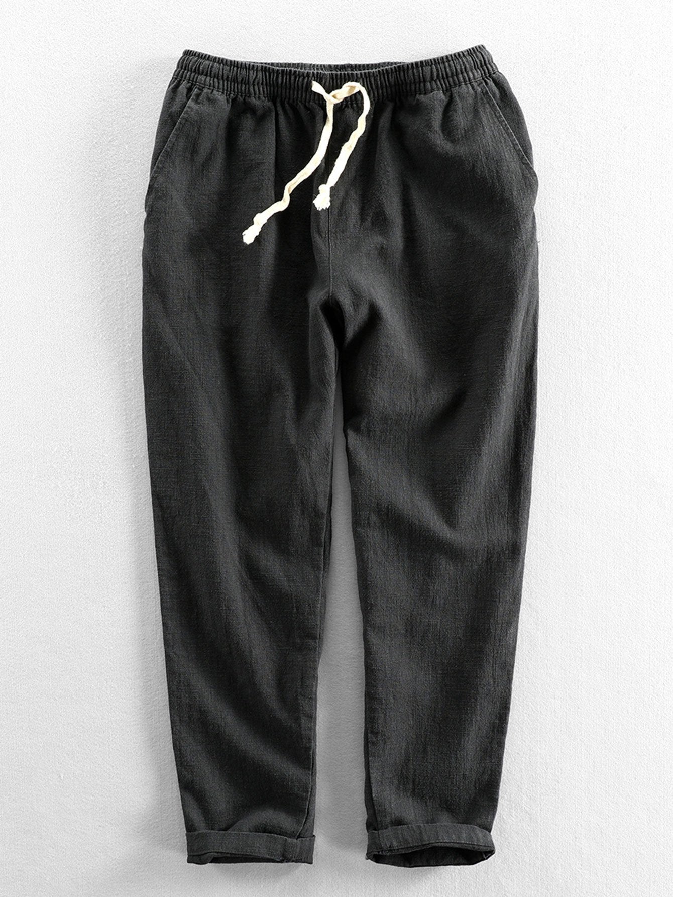 PANTALONI CORTI ALLA CAVIGLIA IN MISTO LINO E COTONE