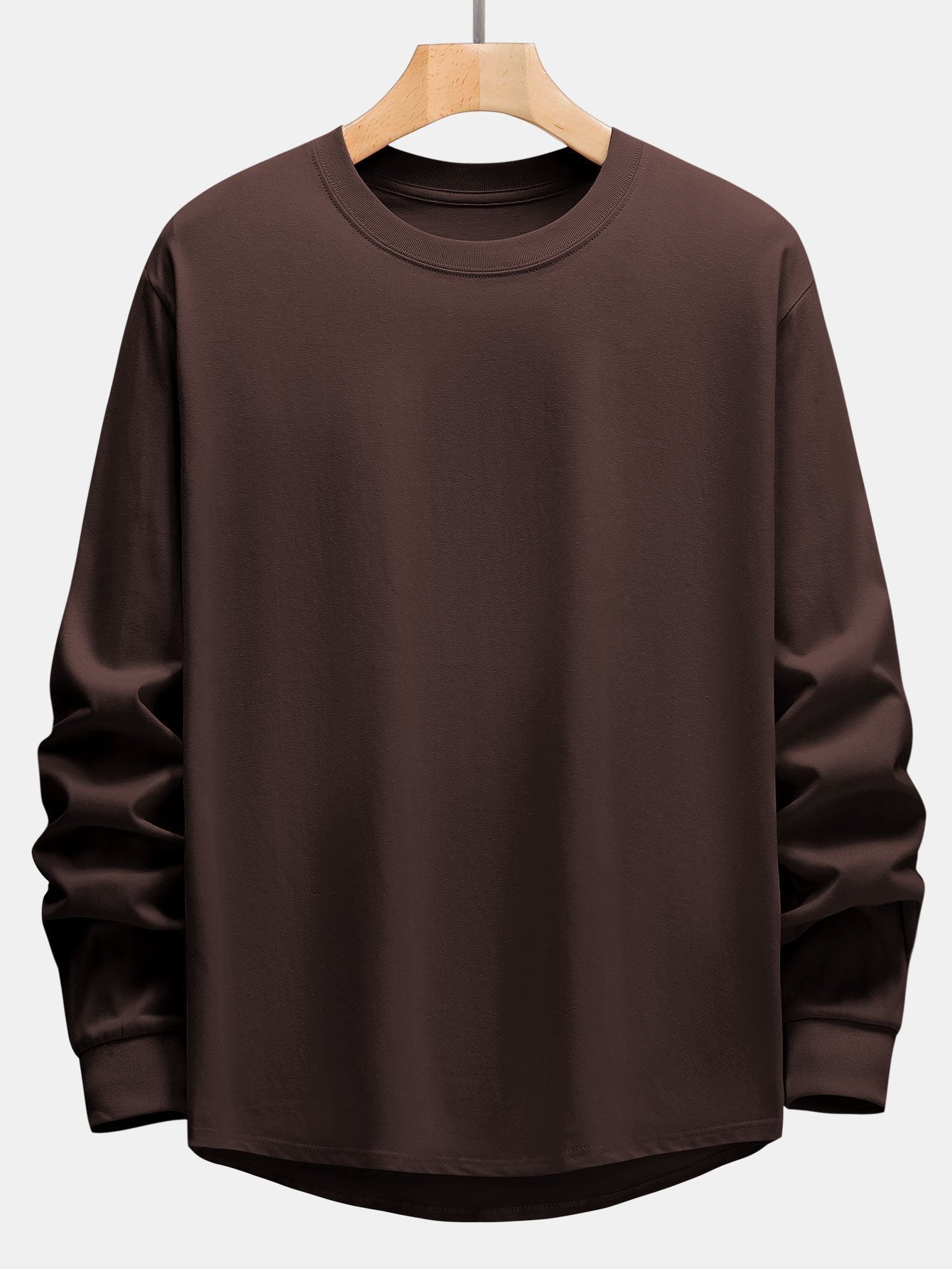 T-SHIRT A MANICHE LUNGHE PESANTE CON ORLO CURVO