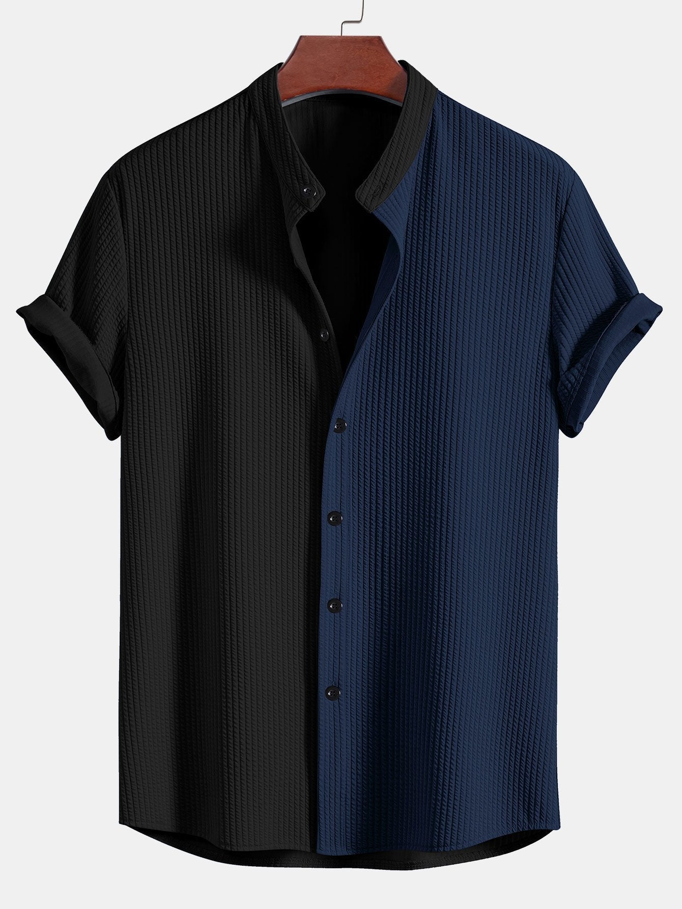 CAMICIA MUSCLE FIT A COSTE CON COLLO ALLA COREANA & PANTALONI A COSTE A GAMBA DRITTA