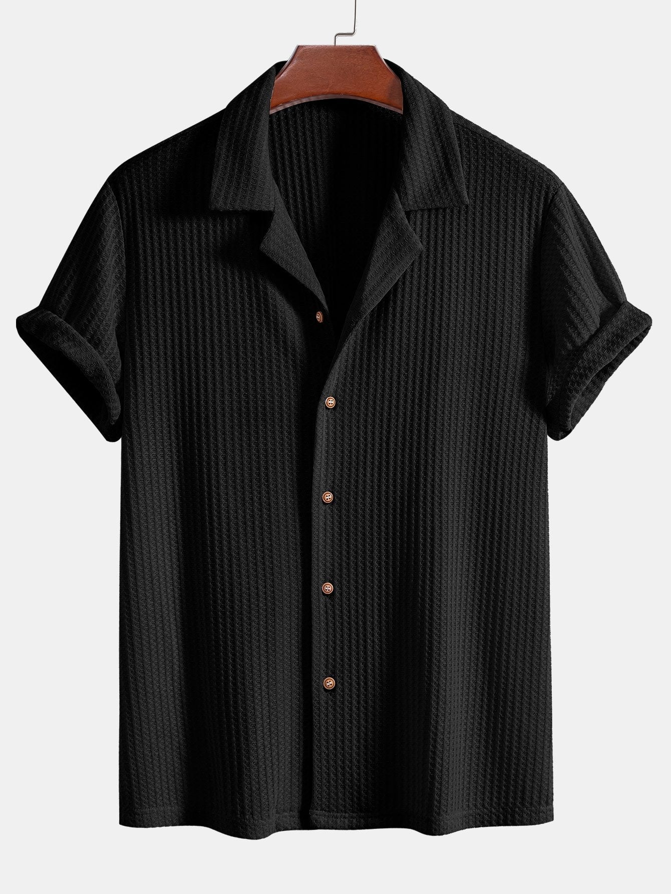 CAMICIA CUBANA A MANICHE CORTE IN MAGLIA WAFFLE & PANTALONI DRITTI IN LINO