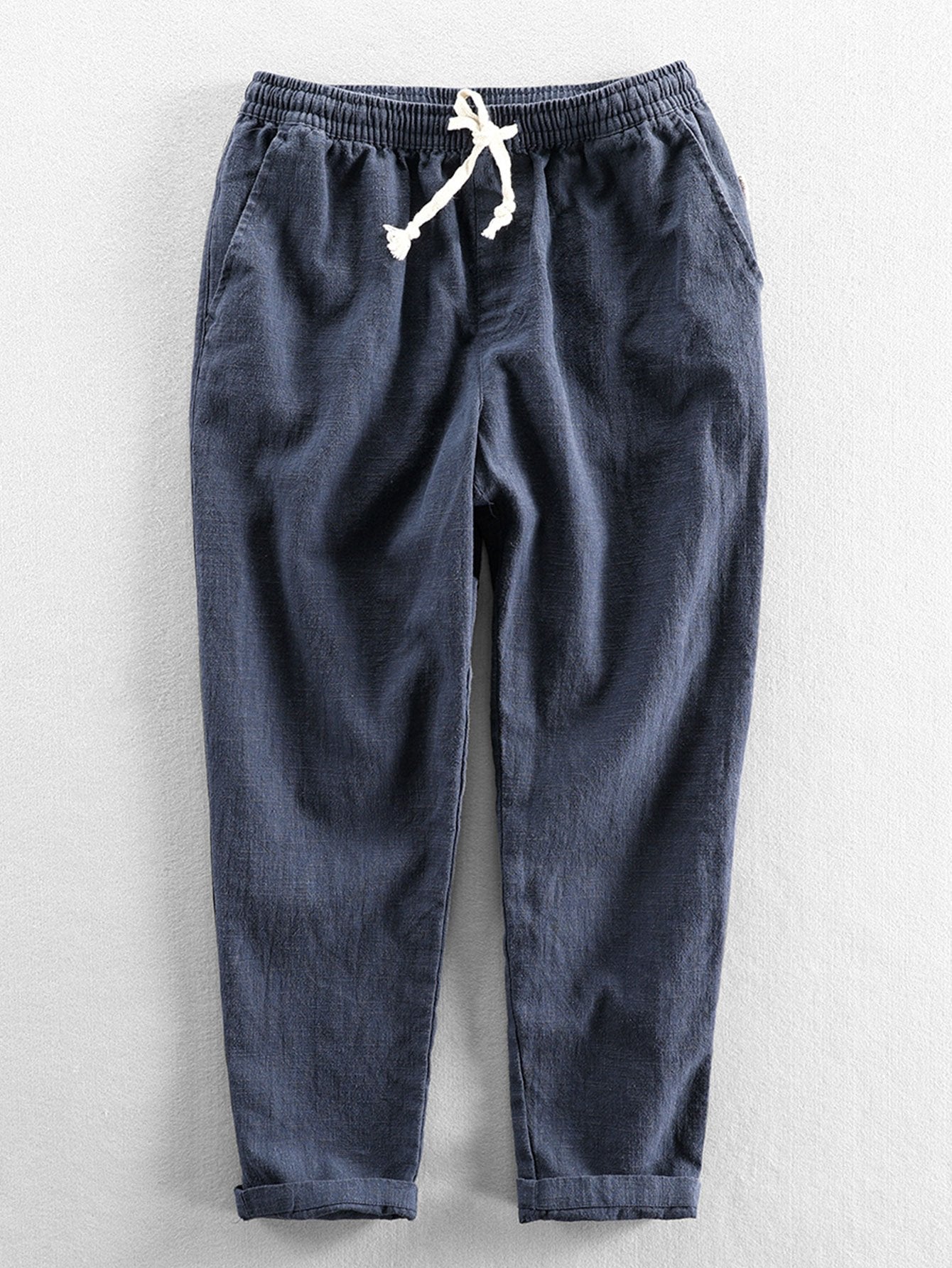 PANTALONI CORTI ALLA CAVIGLIA IN MISTO LINO E COTONE