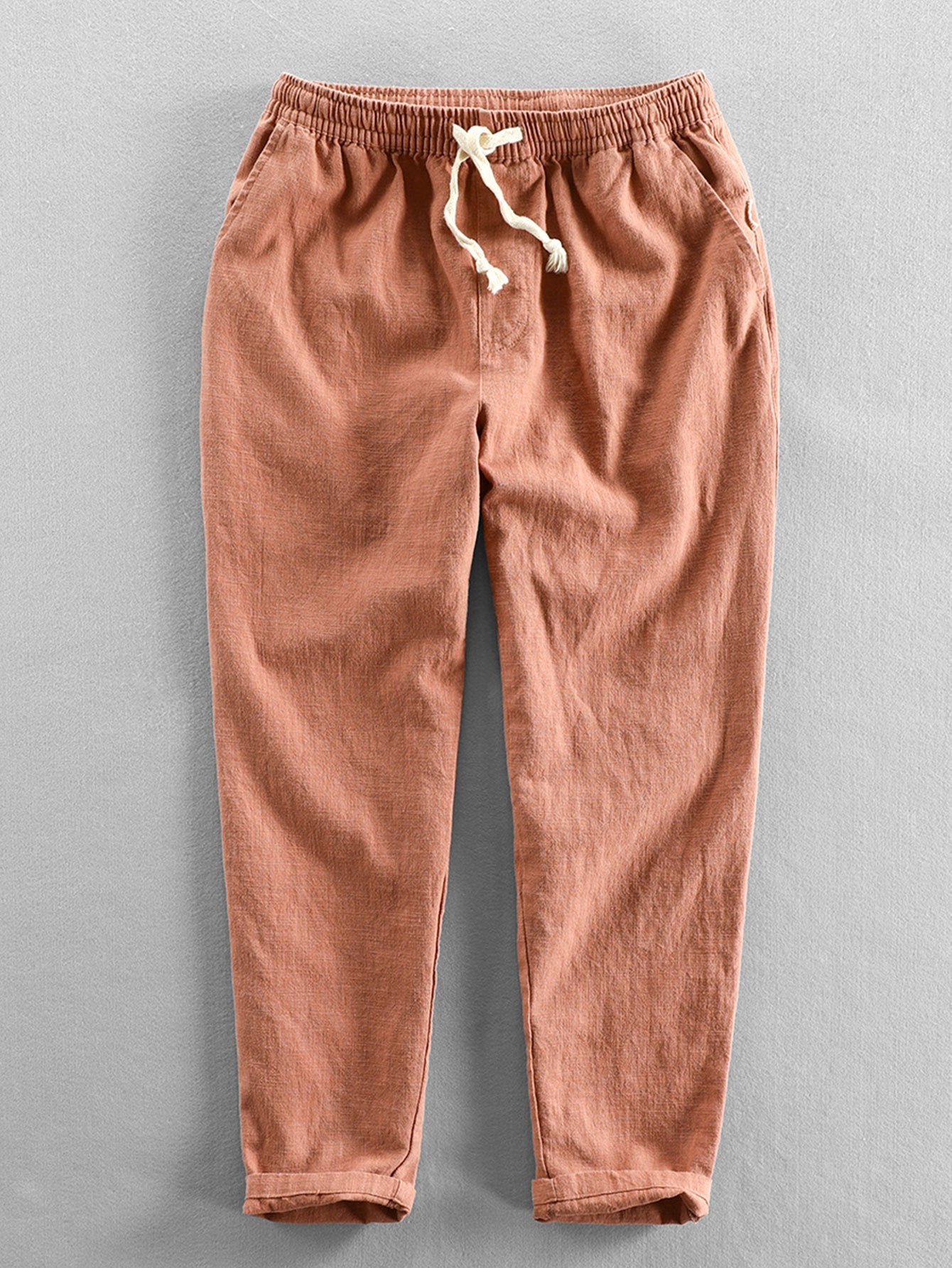 PANTALONI CORTI ALLA CAVIGLIA IN MISTO LINO E COTONE