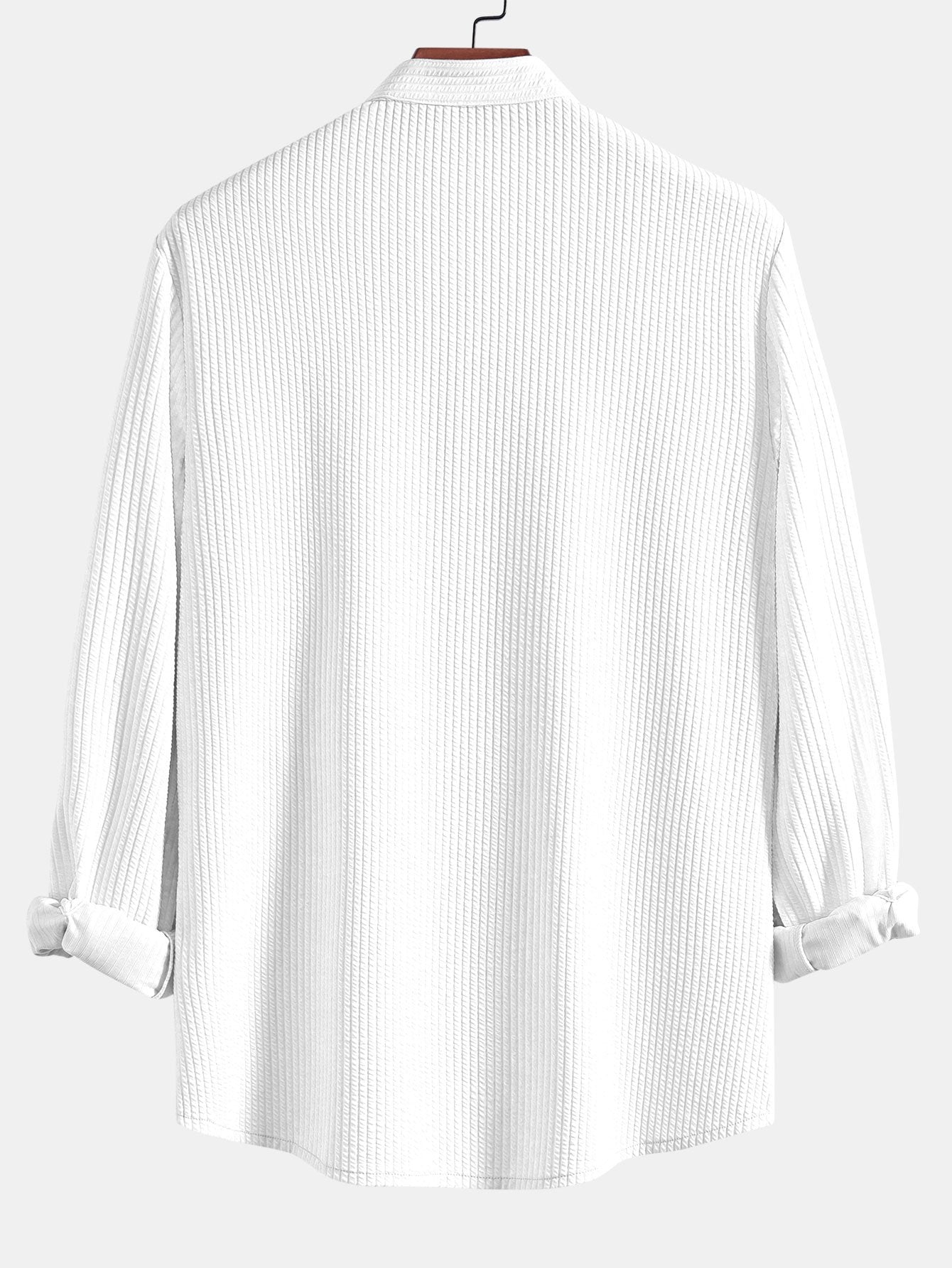 CAMICIA A MANICHE LUNGHE MUSCLE FIT A COSTE CON COLLO ALLA COREANA
