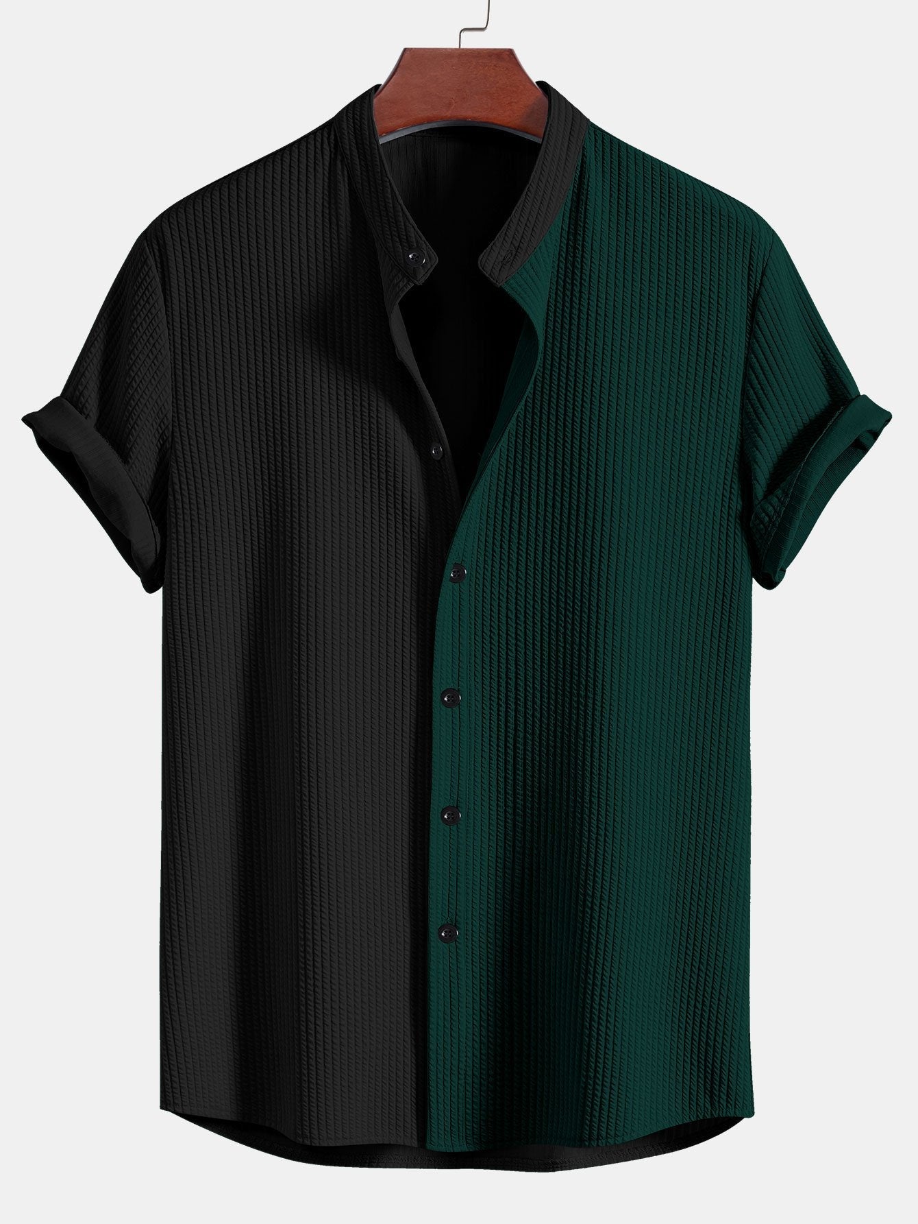 CAMICIA MUSCLE FIT A COSTE CON COLLO ALLA COREANA & PANTALONI A COSTE A GAMBA DRITTA
