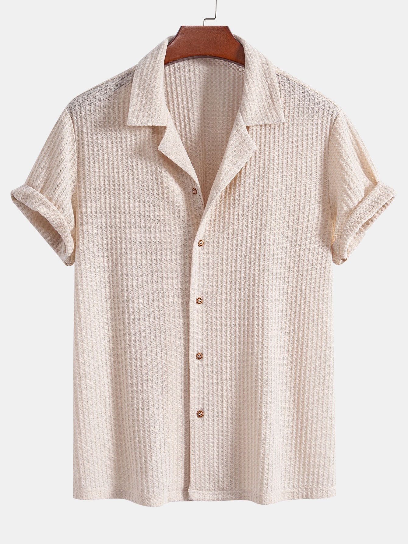CAMICIA CUBANA A MANICHE CORTE IN MAGLIA WAFFLE & PANTALONI DRITTI IN LINO