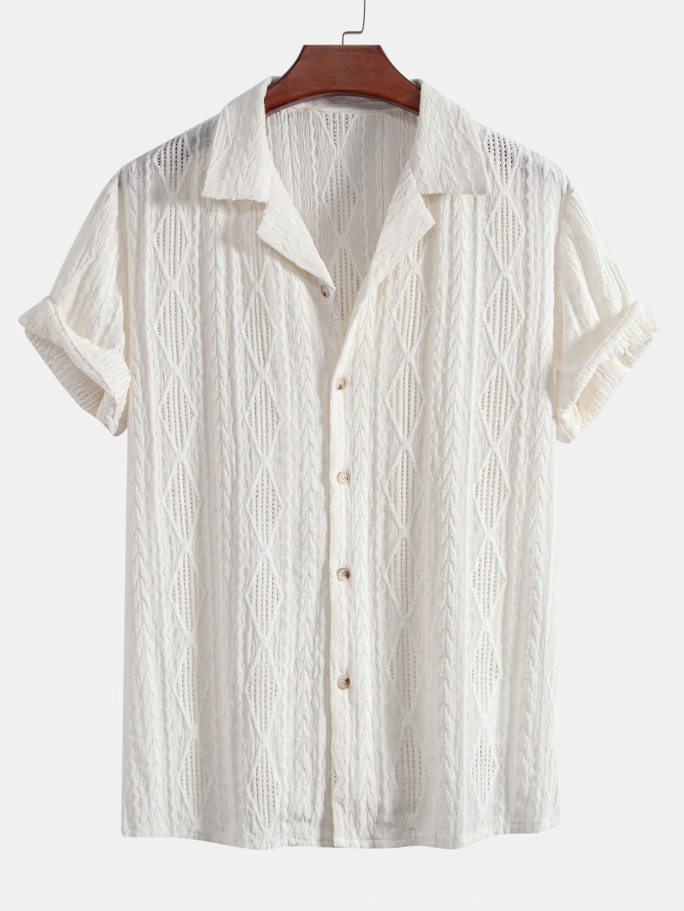 CAMICIA CUBANA JACQUARD GEOMETRICA & PANTALONI DRITTI IN LINO