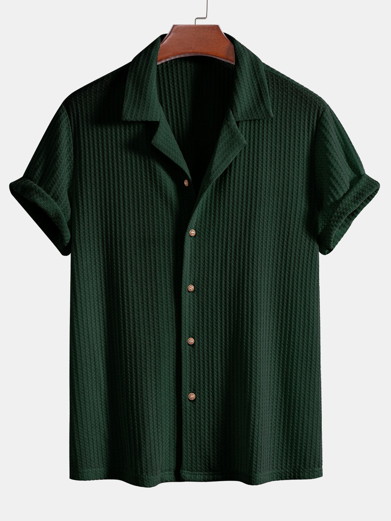 CAMICIA CUBANA A MANICHE CORTE IN MAGLIA WAFFLE & PANTALONI DRITTI IN LINO