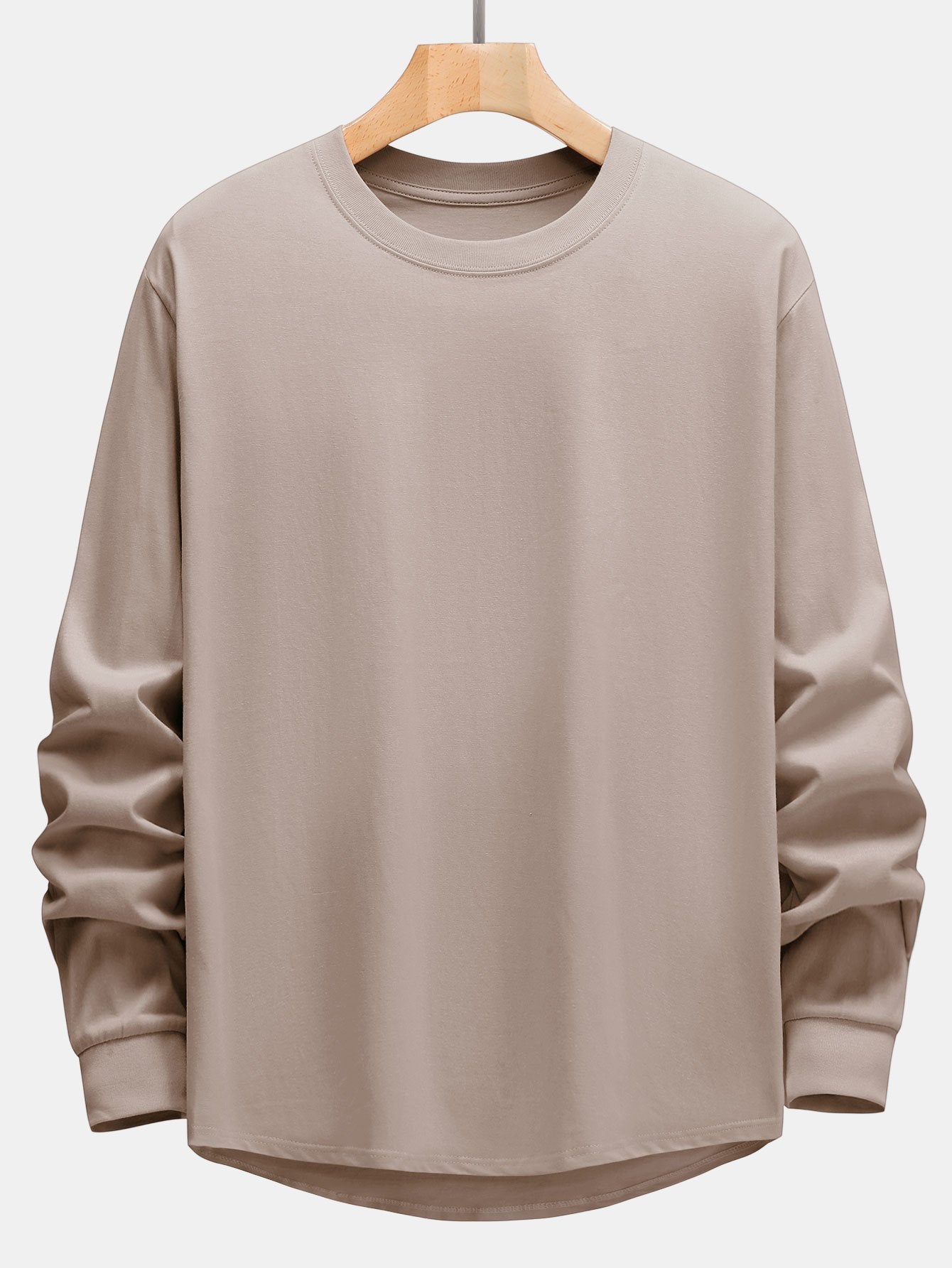T-SHIRT A MANICHE LUNGHE PESANTE CON ORLO CURVO
