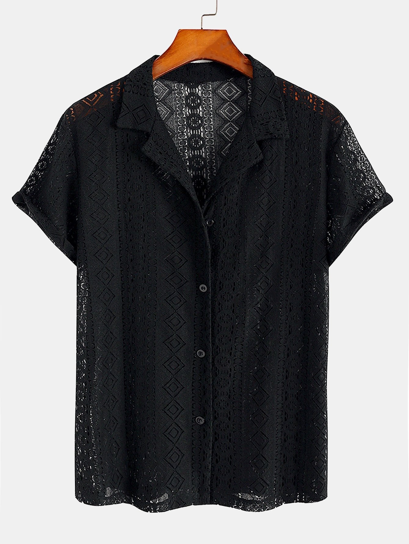 CAMICIA CUBANA CON TEXTURA GEOMETRICA