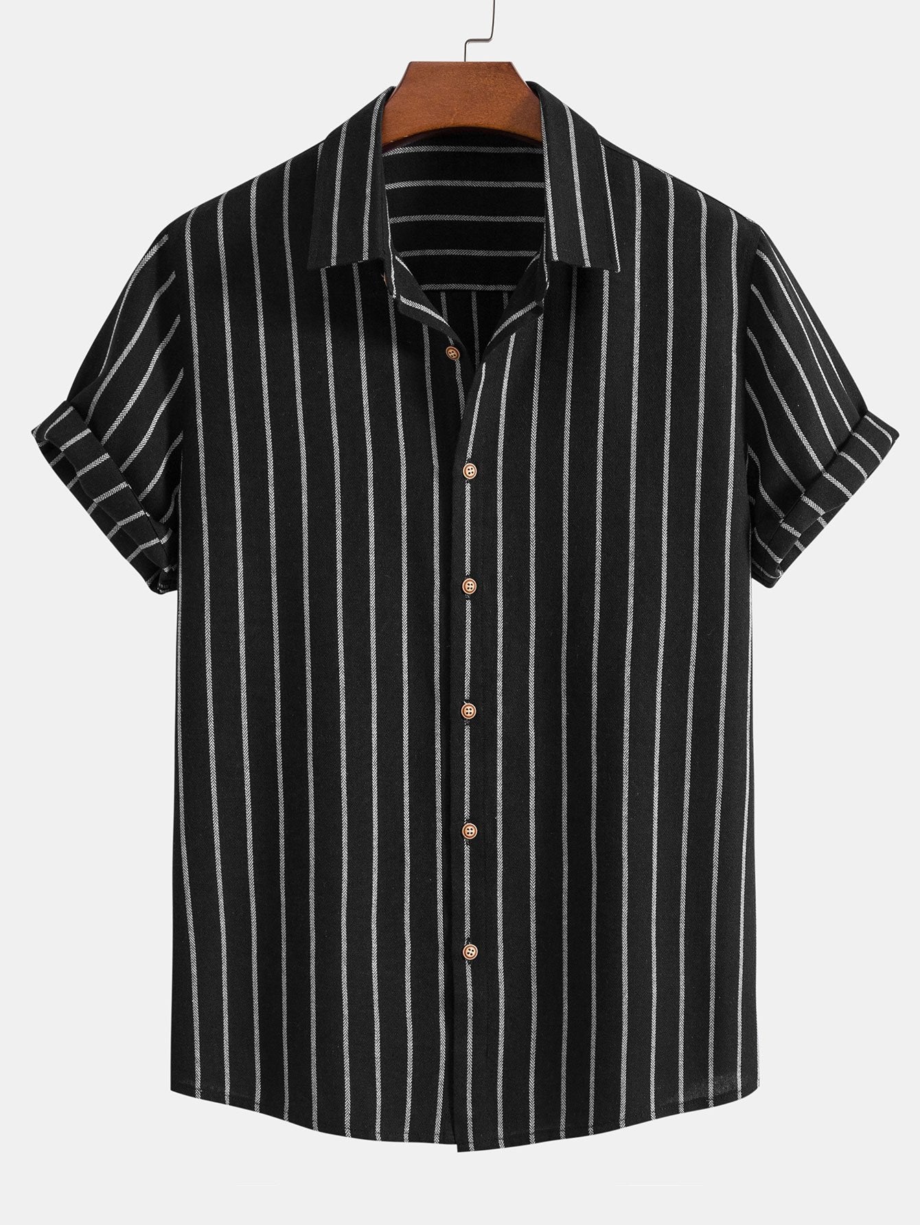 CAMICIA A RIGHE IN COTONE CON BOTTONI & PANTALONI DRITTI IN LINO