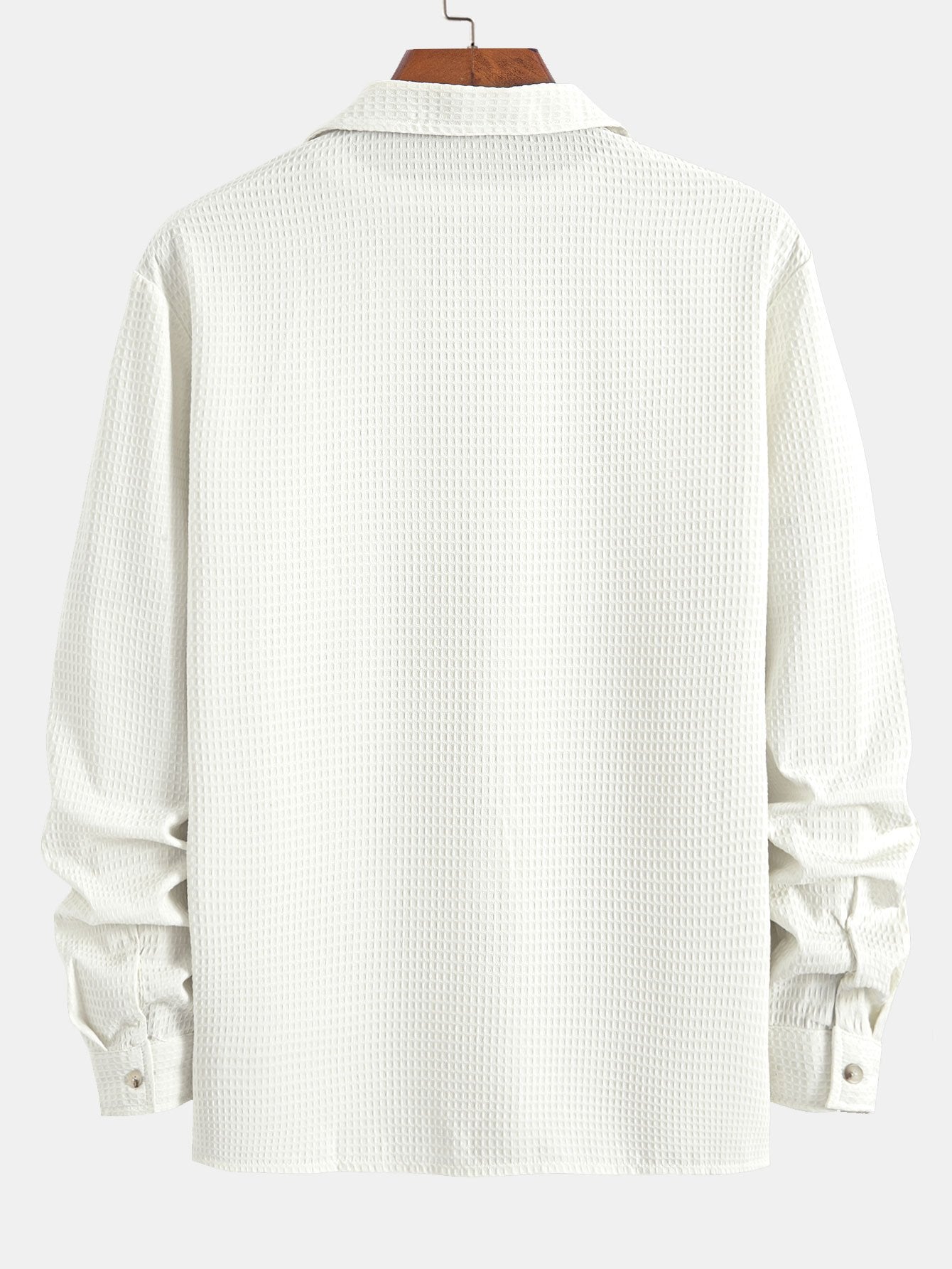 CAMICIA A MANICHE LUNGHE IN WAFFLE CON COLLO CUBANO