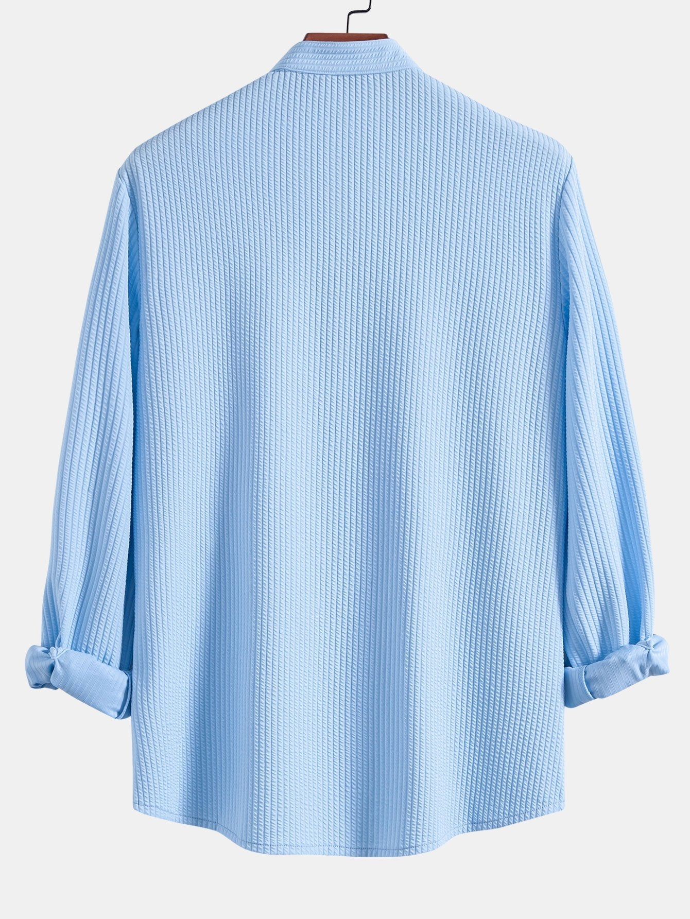 CAMICIA A MANICHE LUNGHE MUSCLE FIT A COSTE CON COLLO ALLA COREANA