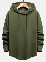 HOODIE T-SHIRT A MANICHE LUNGHE MUSCLE FIT A COSTE CON ORLO CURVO