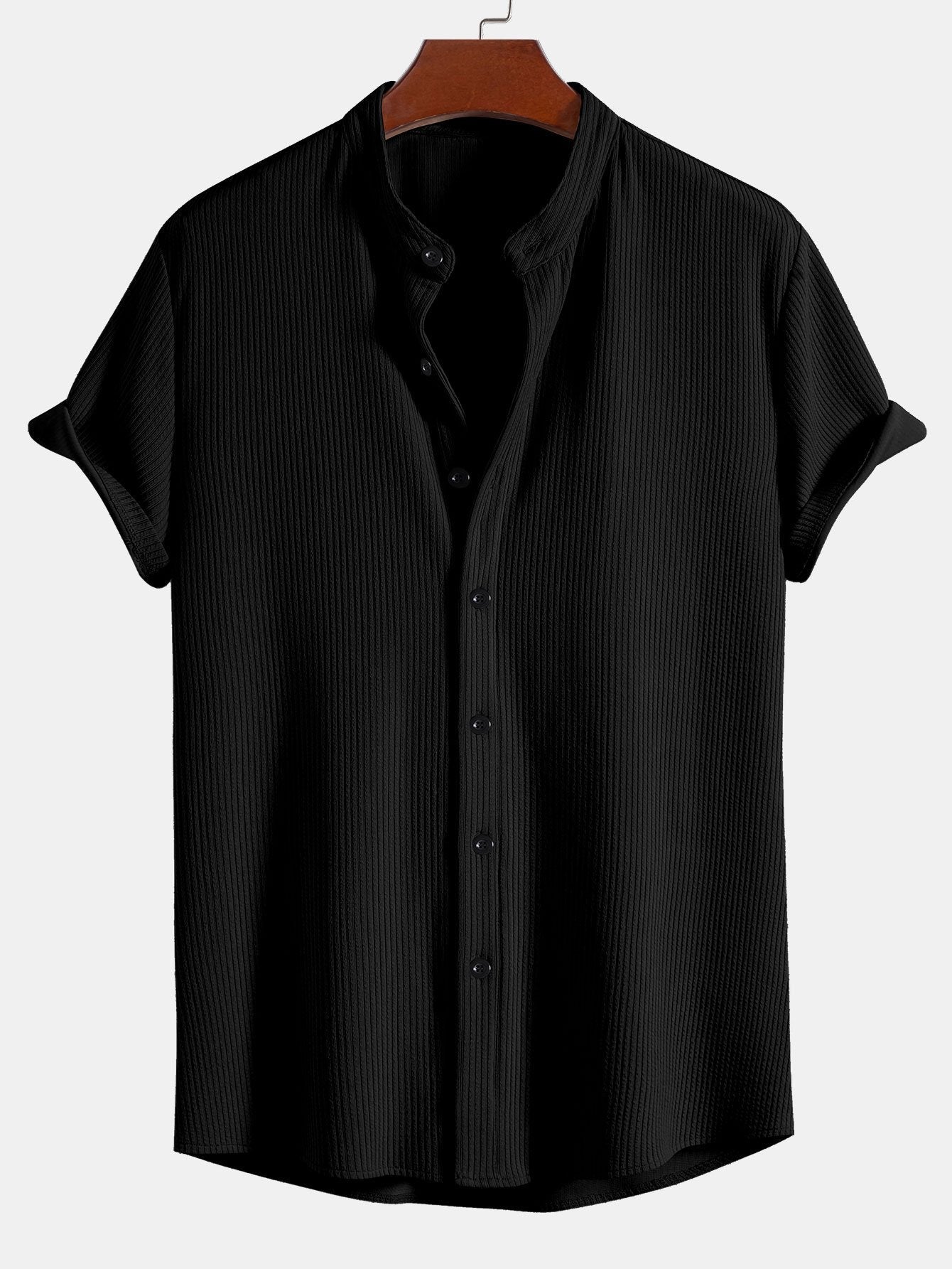 CAMICIA A COLLO ALLA COREANA MUSCLE FIT A COSTE