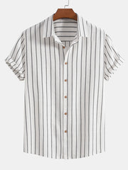 CAMICIA A RIGHE IN MISTO COTONE CON BOTTONI