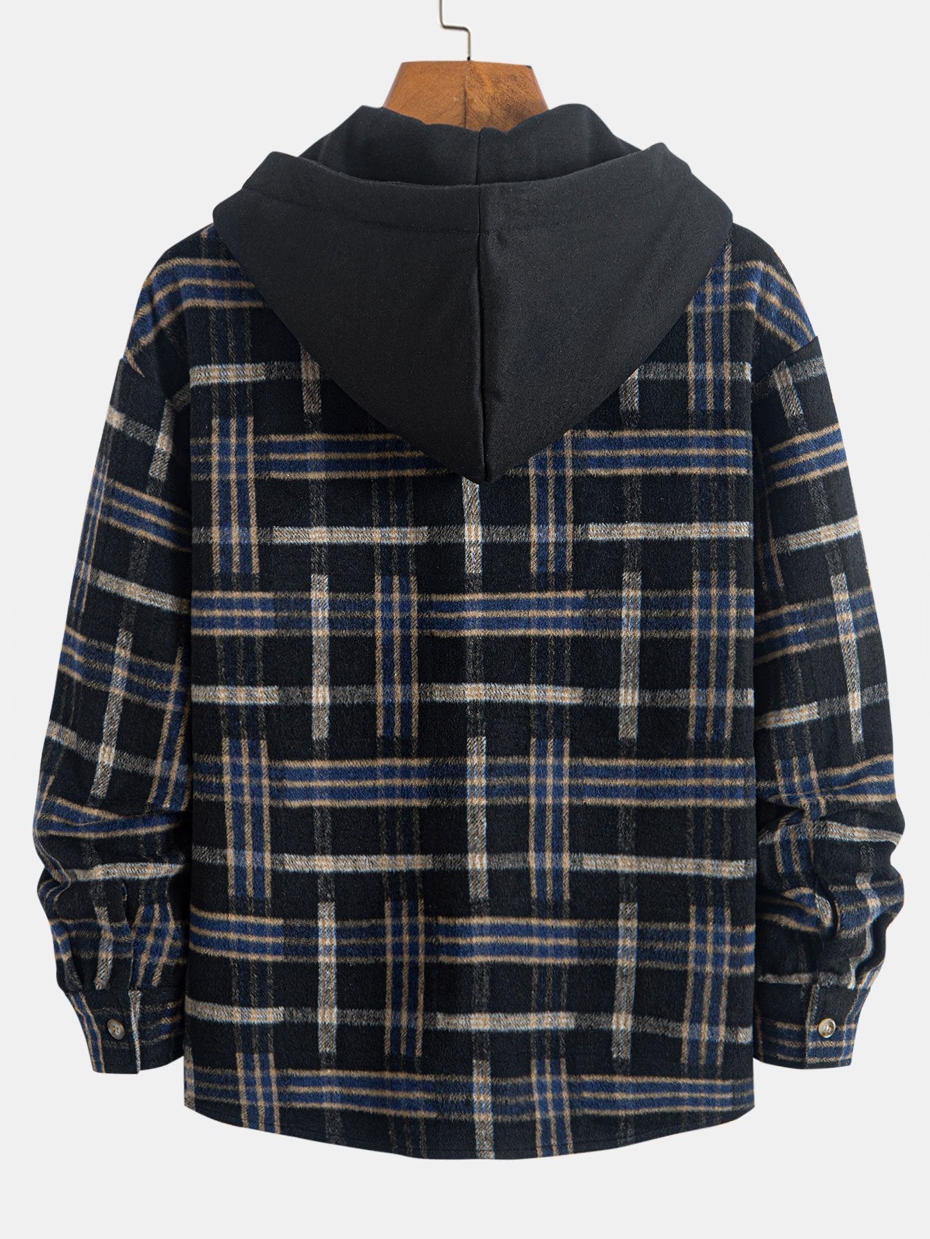 CAMICIA HOODIE IN FLANELLA PESANTE A QUADRI RELAX FIT